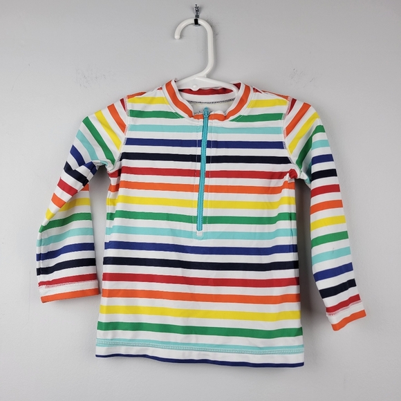 PRIMARY Rainbow‎ Striped Kids Quarter Zip Rash Guard Size 12-18 Mos - Picture 1 of 6
